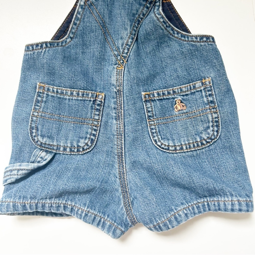 Vintage Baby GAP Blue Lined Denim Overall Shorts Beach Vacation Summer Spring - Picture 10 of 10